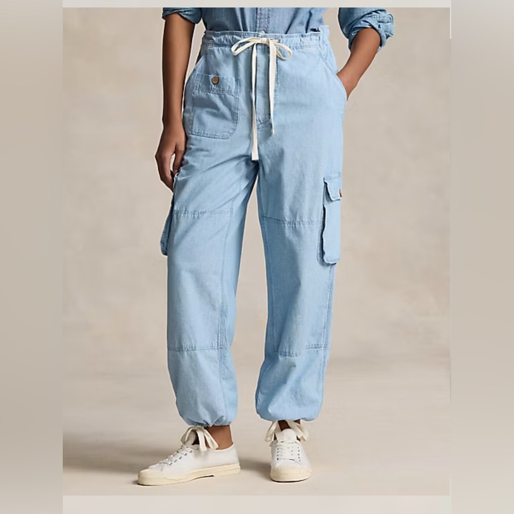 Polo by  Ralph‎ Lauren Chambray Cargo Joggers 2 oversized